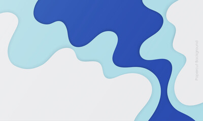 abstract white and blue papercut layers background