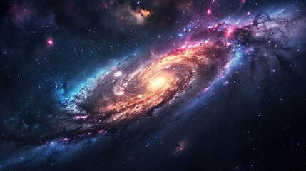 Fototapeta premium spiral galaxy and stars. Panorama milky way galaxy. Space dark background.