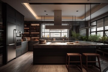 Fototapeta premium Kitchen interior in modern house in Chinese style.