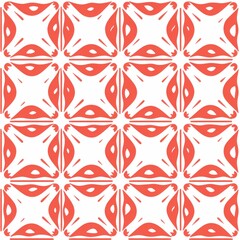 Fototapeta premium Vintage red and white christmas seamless pattern with pastel colors in solid vector style