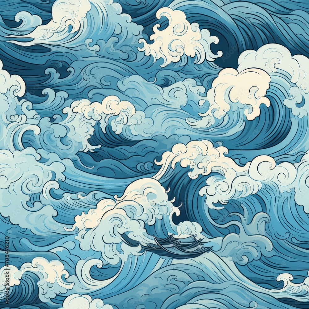 Poster elegant white wave seamless pattern with beautiful flowing curves on clean background