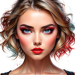 Fototapeta premium A feast of beauty: special beauty art by fascinating women created with gorgeous makeup art.(Generative AI)