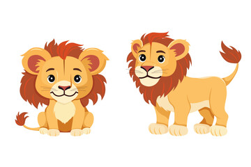 Obraz na płótnie Canvas A picture of a little and big cartoon lions, vector illustration