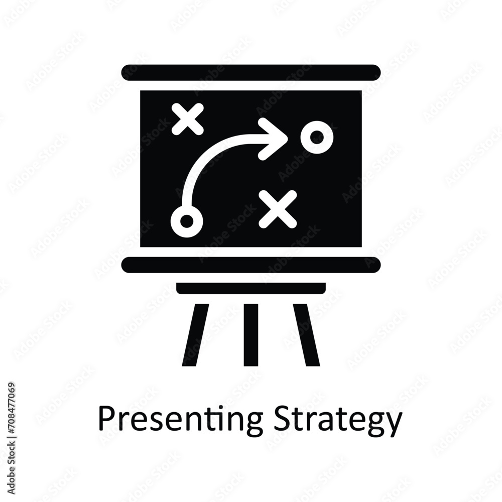 Poster presenting strategy vector solid icon design illustration. business and management symbol on white b
