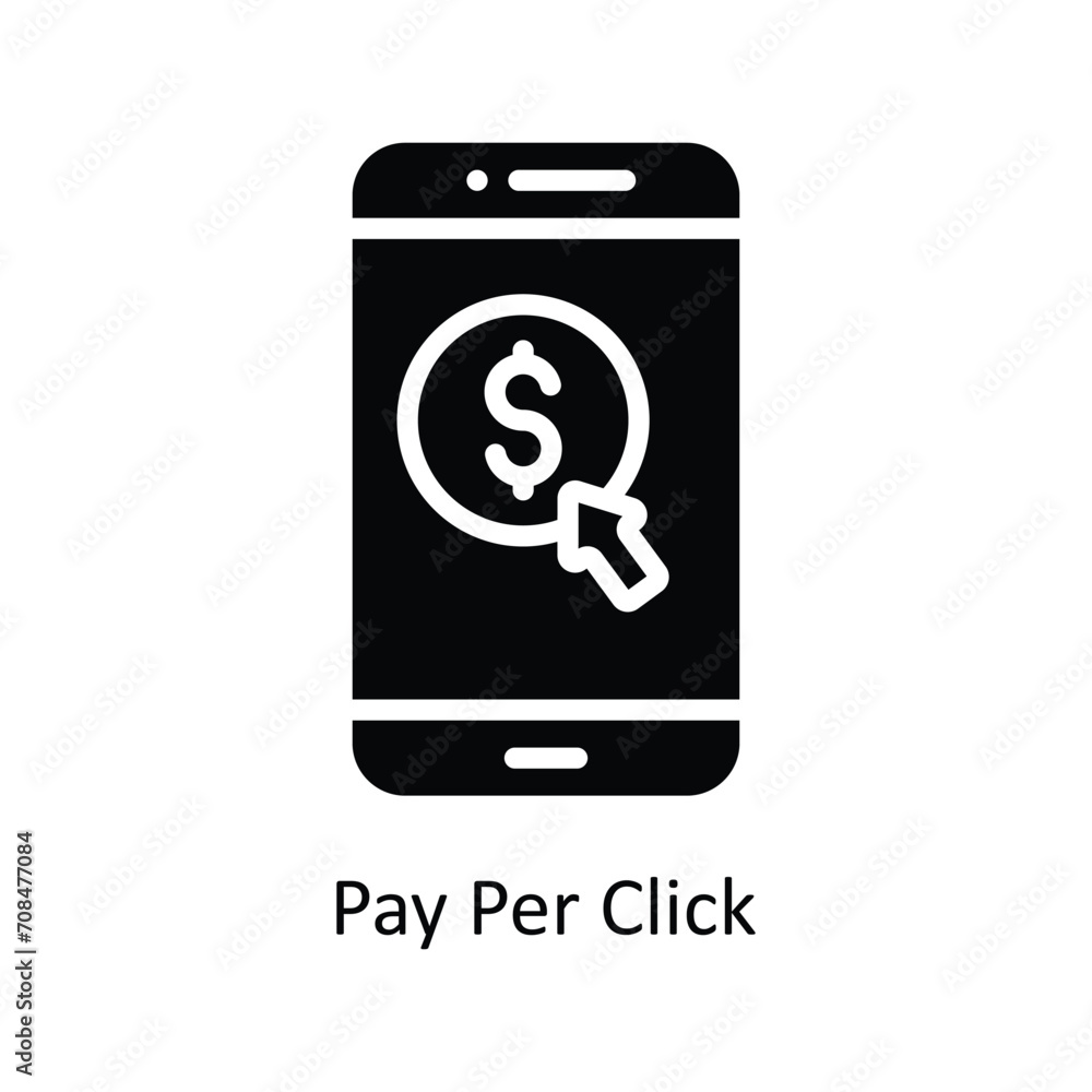 Poster pay per click vector solid icon design illustration. business and management symbol on white backgro