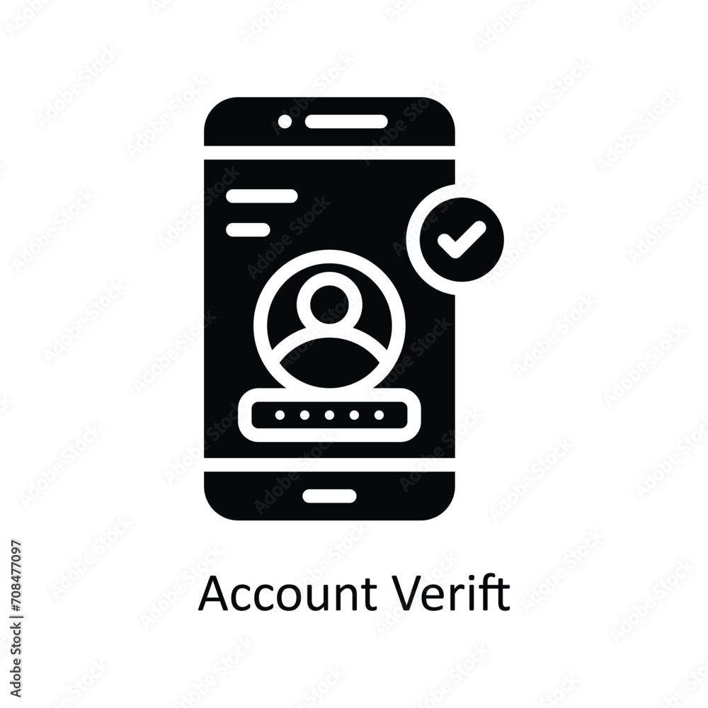 Poster account verify vector solid icon design illustration. business and management symbol on white backgr