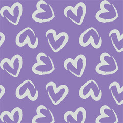  Cute heart seamless pattern illustration. Cute romantic purple hearts background print. Valentine's day holiday backdrop texture, romantic wedding design.