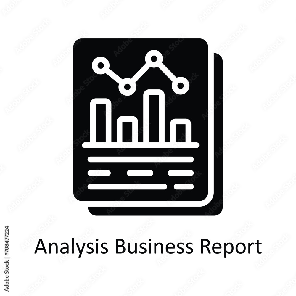 Poster analysis business report vector solid icon design illustration. business and management symbol on wh