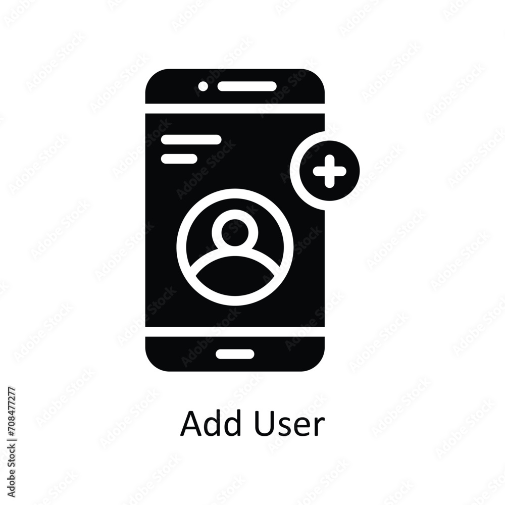 Poster add user vector solid icon design illustration. business and management symbol on white background e