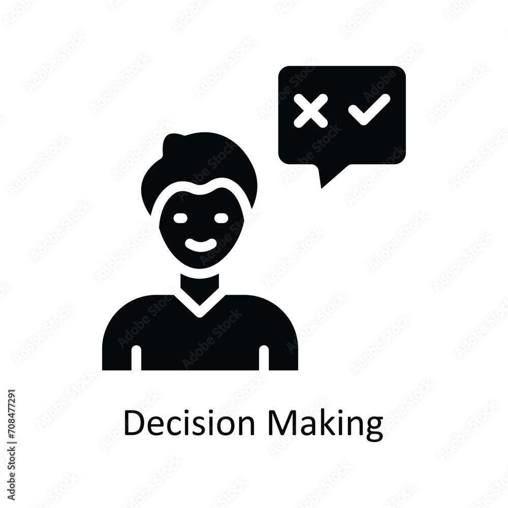 Poster decision making vector solid icon design illustration. business and management symbol on white backg