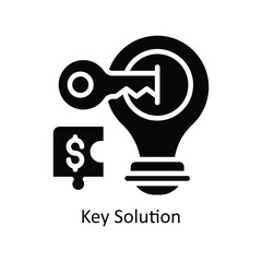  Key Solution vector  Solid  Icon Design illustration. Business And Management Symbol on White background EPS 10 File