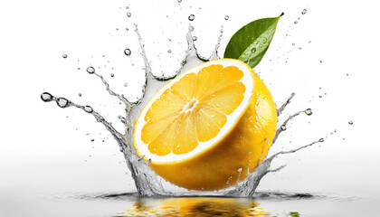 Orange dropped on water surface made splashing