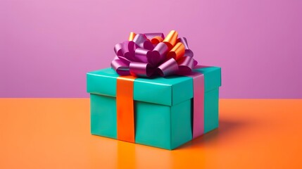 Bright gift box with bow