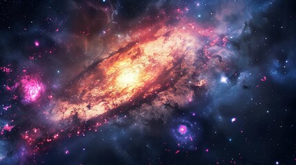 Fototapeta na wymiar spiral galaxy and stars. Panorama milky way galaxy. Space dark background.