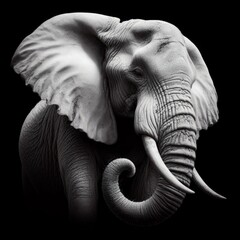 elephant isolated on black