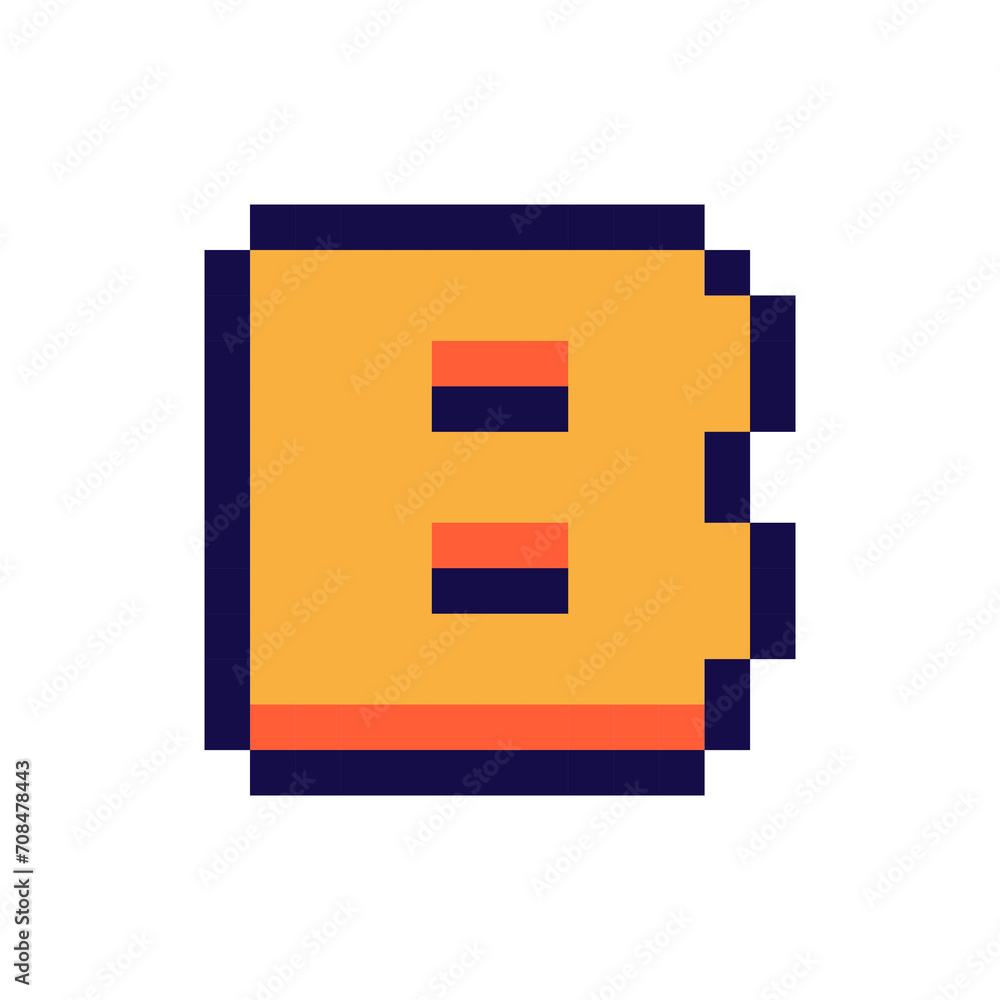 Poster pixel 3d retro arcade game style font and video computer game 8 bit letter flat illustration.
