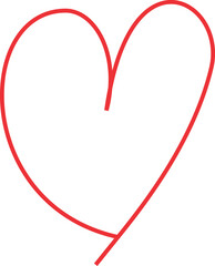 Red heart shape png by hand drawing on white background for Valentine's day love sign 