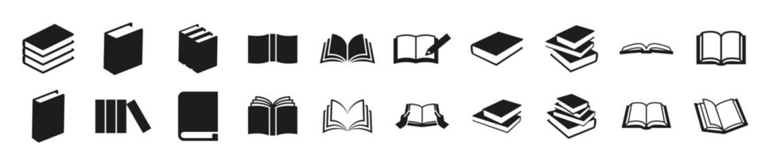 Icon set related to studying and books - obrazy, fototapety, plakaty