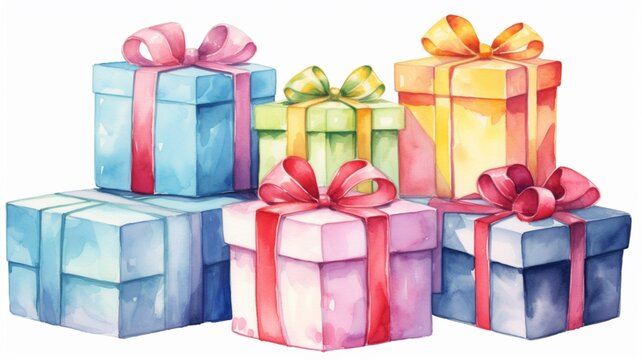 In different colorful isolated gift boxes beautiful image Ai generated art