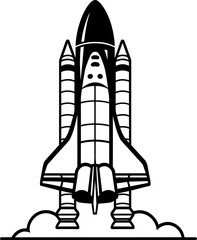 rocket silhouette, drawing, vector illustration. AI generated illustration.