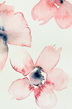 Watercolor flower botanical inspired art. Pink flower artwork