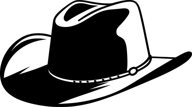 cowboy hat silhouette on white background. AI generated illustration.
