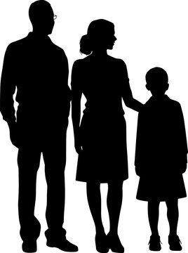 Vector silhouette of family on white background. AI generated illustration.