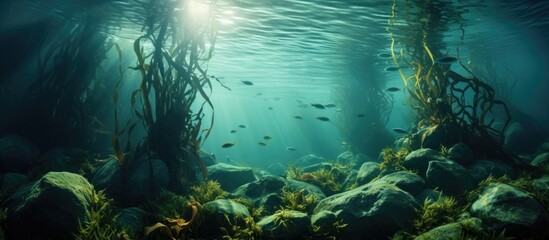 Fototapeta na wymiar Photo of kelp forest submerged