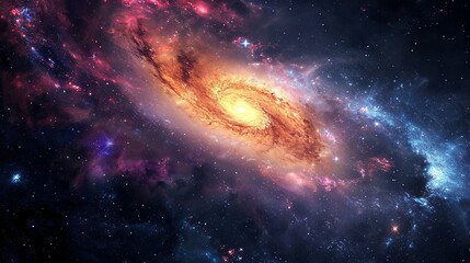 spiral galaxy and stars. Panorama milky way galaxy. Space dark background.