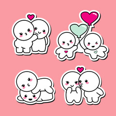 Cute couple sticker planner, valentine cartoon character 