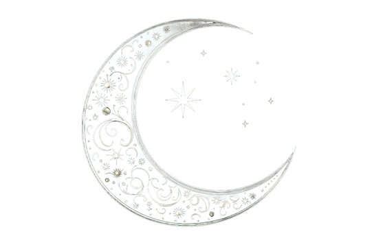 crescent moon surreal astrology icon isolated on a Transparent background. Generative AI