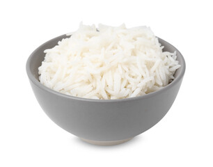 Delicious rice in bowl isolated on white