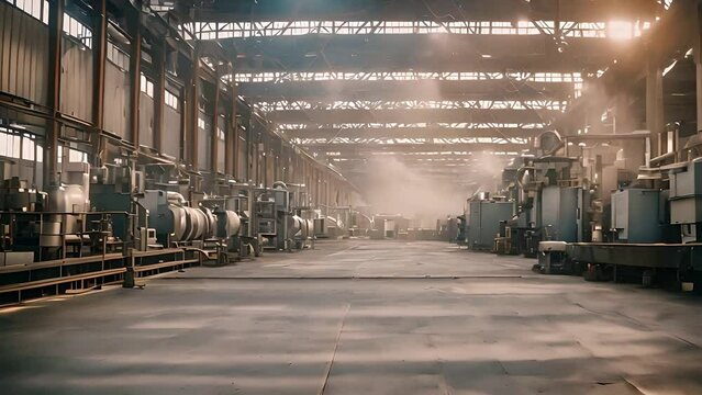 Industrial Factory Interior with Sunlight