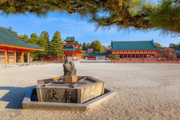Heian Shrine built on the occasion of 1100th anniversary of the capital's foundation in Kyoto,...