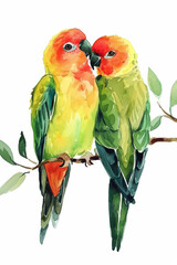 Fototapeta premium Watercolor Bird, Lovebird Watercolor art ,Lovebird Watercolor art 