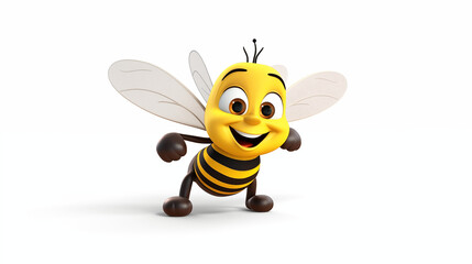 bee cartoon character on white background 