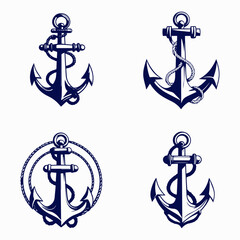  anchor logo flat design, badges concept set