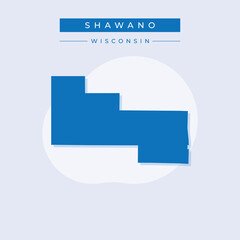 Vector illustration vector of Shawano map Wisconsin