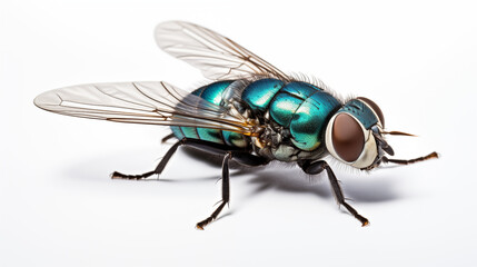 photograph Bluebottle Fly isolated on white background