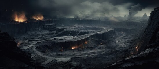 Pit where coal is extracted - obrazy, fototapety, plakaty