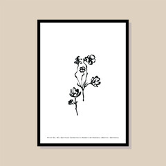 Minimal bohemian botanical illustration poster design for wall art gallery. 