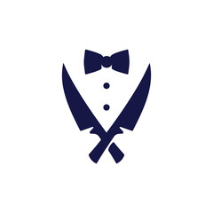 Knife Tuxedo Logo Design Hipster Retro For Restaurant Dinning
