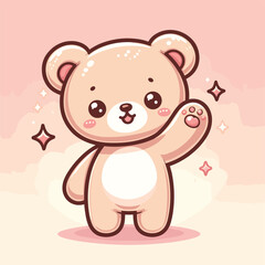 Obraz na płótnie Canvas cute teddy bear waving hand cartoon icon illustration