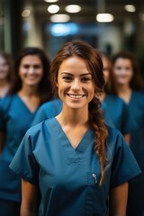 Confident female healthcare professionals in scrubs