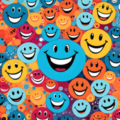 pattern with funny faces