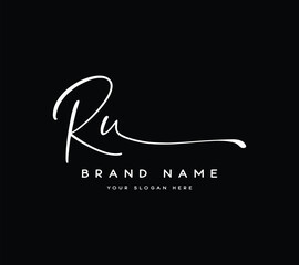 letter RU R U handwriting and signature logo template vector