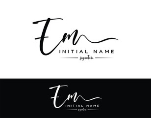 EM E M letter handwriting and signature logo template vector
