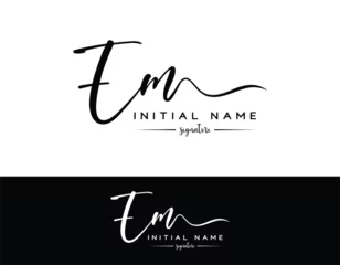 Fotobehang EM E M letter handwriting and signature logo template vector © Creative