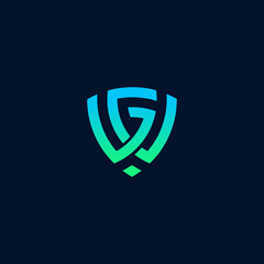 letter GW shielad shape logo