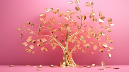 3D tree with pink background
